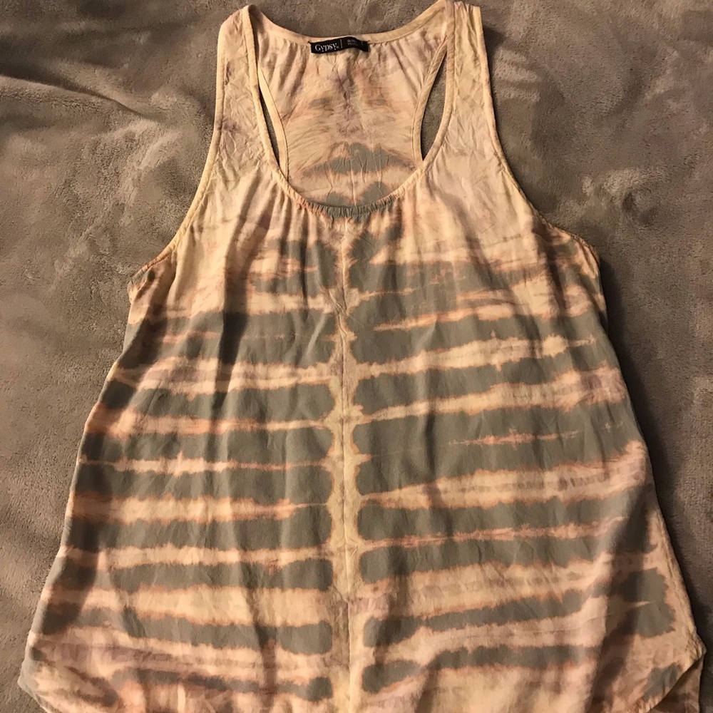 (Gypsy05) Silk Tie-Dye Racer Back Tank